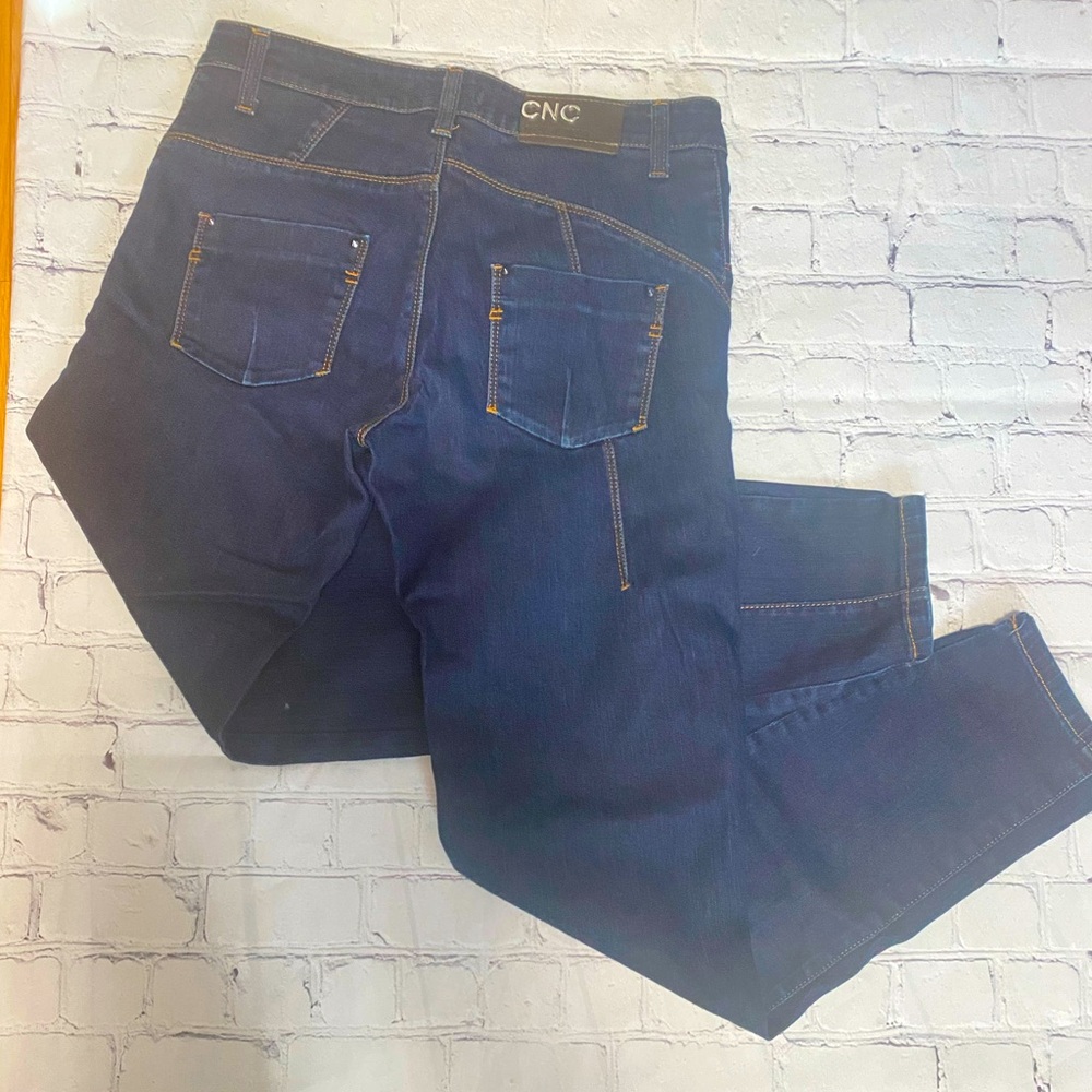 CNC dark denim straight cut jeans